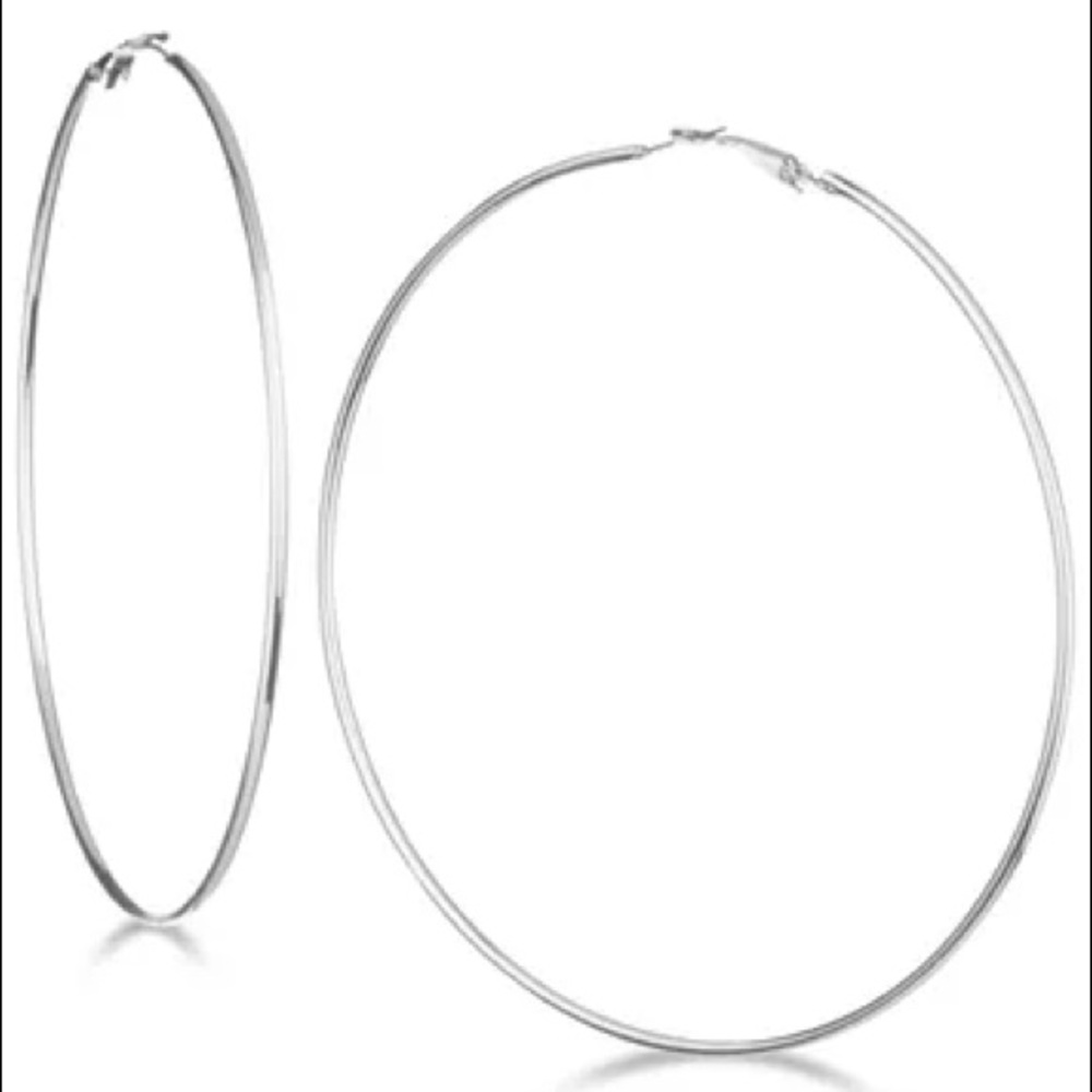Guess 3 1/4” Silver Hoops